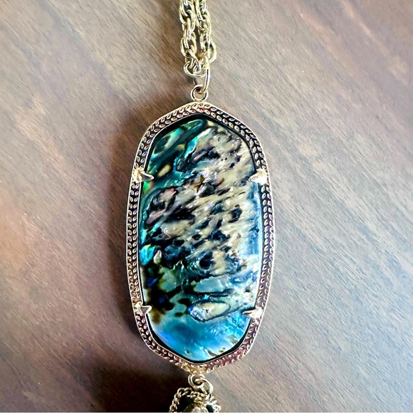 Kendra Scott Rayne Abalone Shell Tassel Pendant Necklace Gold Tone - Picture 5 of 5